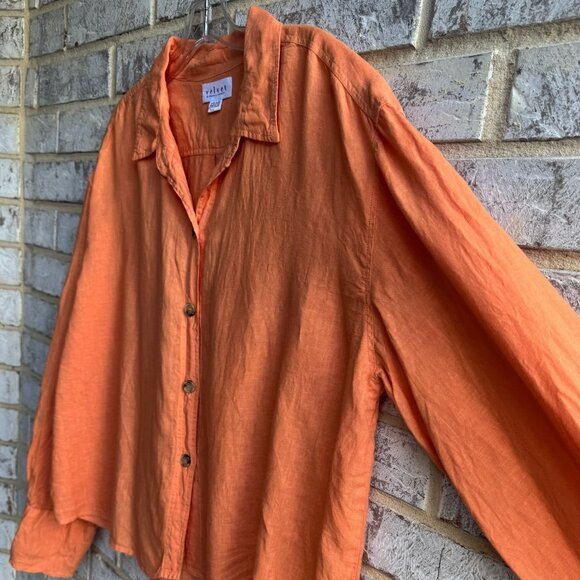Velvet by Graham & Spencer Long Sleeve Button Up 100% Linen Shirt Women's Size L - Picture 6 of 8